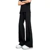 Pantalones de Traje Lisos de Corte Asimétrico con Caída para Hombre de la Calle Principal Japonesa Otoño Temperamento Simple Sin Planchar Tacto de Alta Gama Micro-Campana Pantalones Largos
