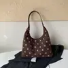 Bolso de Mano con Flock de Gamuza para Mujer 2026 Nuevo Otoño Retro Viaje Bolso de Hombro con Lunares Bolso Tote de Gran Capacidad