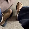 Mocasines de Mujer Retro Mate de Moda Tendencia Versátiles Primavera 2026 Nuevos con Suela Gruesa para Aumentar Altura con Cordones