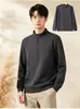 Moletom confortável com zíper parcial e forro de fleece para homens, à prova de vento, resistente ao frio e quente, com gola alta, disponível para atacado