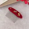 Peine de Lana Rojo para el Año Nuevo con un Toque de Lujo, Exquisito Peine Inverso, Peine Versátil de Gama Alta para Flequillo, Nuevo Accesorio para el Cabello