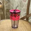 Celebridade da Internet Copo de Bambu com Tampa e Canudo de Aparência Elegante Copo de Água de Vidro Copo de Café para Escritório Casa Copo de Água de Lembrança