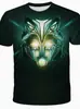 Comércio exterior transfronteiriço 2025 novidade quente cabeça de lobo impressão digital 3D moda casual solto manga curta top quente