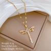 [Acero titanio] Elegante collar de diamantes con libélula de circonitas, cadena de clavícula para mujer, de lujo, combinable, de acero titanio.