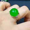Anillo Cabujón Grande de Calcedonia Verde Hielo de Alta Calidad al por Mayor para Fabricantes, Incrustado con Ágata Lujosa, Comparable al Anillo de Diamante Completo de Jade