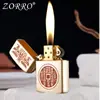 Zorro Z902S-201A Original Cobre Tallado Fantasma de Montaña Rellenado de Pintura Encendedor de Queroseno Encendedor de Regalo de Alta Gama para Hombres