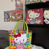 Bolsa Tejida a Mano de Gatito Gran Capacidad Cesta de Verduras DIY Bolsa de Playa Bolso de Recuerdo Bolsa de Regalo Navideño Bolsa