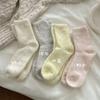 Meias Grossas de Veludo de Visão Outono e Inverno para Mulheres, Comprimento Médio da Panturrilha, Fio Liso, Pelúcia Quente, Meias de Dormir Soltas para Chão