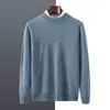 Nuevos Suéteres de Lana Otoño e Invierno para Hombre, Suéteres de Cuello Alto Medio de Color Sólido, Jerseys de Manga Larga, Camisetas de Punto Base, Versátil