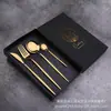 Juego de cubertería chapada en oro Juego de cuatro piezas de cuchillo, tenedor y cuchara de oro portugués Juego de caja de regalo de cubertería occidental Ventas directas de fábrica