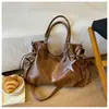 Bolsa feminina transfronteiriça retrô de grande capacidade, nova bolsa tote casual e elegante, bolsa de ombro versátil para o dia a dia
