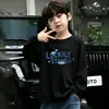 Camiseta de algodón puro estilo coreano para niños, nueva, de manga larga, linda, versátil, cuello redondo, con estampado de dibujos animados, top moderno y elegante