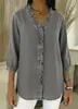 2026 Primavera/Verano Transfronterizo Amazon Europeo y Americano Camisa Casual de Mujer de Mezclilla Sintética con Cuello en V y Volantes