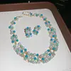 Tesoro en la Palma de tu Mano~ Pendientes y Collar de Perlas con Cuentas Incrustadas de Diamantes Brillantes, Joyería Exquisita de Alta Gama Vintage Francés