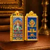 Pendente 3D Cultural Criativo Xizang Cervo Duplo 4x2 Amarelo da Riqueza Pintado à Mão Tradicional e Buda da Medicina Tara Verde