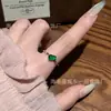 Venta al por mayor del fabricante Xiaohongshu Jade Verde Natural Calabaza Anillo de Bambú con Incrustación de Plata S925, Diseño Simple