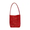 Bolso Cubo Tejido Hueco Estilo Coreano para Mujer, Nuevo Modelo Verano 2026, Bolso de Hombro o Axila de Gran Capacidad para Viajes Diarios