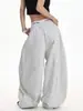 Calça de moletom desconstruída, plissada, com estampa de letras e perna curva, estilo americano, para homens e mulheres, com caimento fluido, adequada para dançar, uso casual e esportes