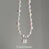 Colar de Açúcar Rosa Pérola Manta Corrente de Clavícula Pérola Feminina de Alta Qualidade Corrente de Clavícula Suave Versátil Feminina