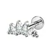 Brincos de Zircônia em Liga de Titânio Zeming F136 Rosca Interna Joias para Piercing no Lábio Liga de Titânio Grau Médico G23