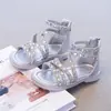 Novos Sapatos de Verão 2026 para Crianças Pequenas Meninas, Sandálias Elegantes de Princesa com Strass, Sandálias Romanas de Cano Alto Estilo Coreano para Meninas