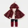 Conjunto de invierno para niña, capa súper linda, leggings versátiles forrados de polar, conjunto de tres piezas, ropa infantil Huzhou