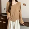 Novedades Otoño 2026 Talla Grande Camiseta de Manga Larga para Mujer Patrón de Ola Irregular Sentido del Diseño Top Calado Delgado