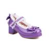 Zapatos de tacón alto de charol de una sola capa con tacón grueso para mujer, con lazo, punta redonda, impermeables, con hebilla de plataforma, de boca baja, para primavera y verano