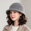 Otoño Invierno Estilo Británico Estudiante en el Extranjero Heredera Elegante Sombrero Redondo de Fieltro de Lana para Mujer Retro Versátil de Moda Temperamento Bombín Tacto de Alta Gama