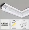 Tira de Luz Luminosa para Esquina de Techo con Textura de Madera, No Requiere Instalación en Techo, Línea Decorativa Estilo Chino para Sala de Estar, Canal de Luz de Aleación de Aluminio, Línea de Esquina Empotrada para Esquina de Pared
