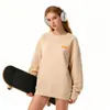 Sudadera de Algodón Pesado para Parejas, Corte Holgado, Cuello Redondo, Sin Capucha, Pulóver, Versátil, Cálida, Prenda Superior Estampada para Otoño e Invierno