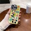 Funda de Teléfono Móvil de Dibujos Animados Azul Brillante con Pedrería Panda Manzana 16 Adecuada para iPhone14promax Soporte 13 Todo Incluido 15 Mujeres