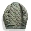 Chaqueta de algodón para hombre, invierno, con capucha, de plumón y algodón, patrón de rombos, marca de moda, chaqueta acolchada de algodón, protección contra el frío, chaqueta tipo béisbol, top