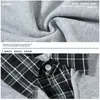 Sudadera Estilo Americano Falsa de Dos Piezas con Cuello Polo para Hombre, Chaqueta Casual Holgada de Peso Pesado para Otoño e Invierno, Top de Cuello en V a Cuadros de Alta Inteligencia