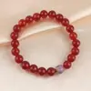Pulsera de ágata roja estilo ins con color de la suerte, pulsera tejida a mano con piedra natural, joyería de mano versátil para mujer, venta al por mayor