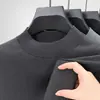 Suéter de Lana de Cuello Alto Medio para Hombre con Seda Nuevo Estilo Suéter de Punto Casual Versátil Moda Interior de Manga Larga Base de Alta Calidad
