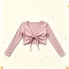 Ropa de baile para niños con forro polar, chaqueta de baile de manga larga con cordones para otoño e invierno, abrigo cálido para ropa de práctica de niñas