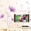 Pegatinas de pared de estilo nuevo al por mayor XL8190 flores en el viento púrpura romántico cálido dormitorio fondo pegatinas de pared decorativas