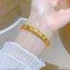Pulseira de Gelo Triturado com Padrão de Flor de Cerejeira Dourada para Mulheres, Anel Liso com Glitter Brilhante, Pulseira Sólida como Presente de Aniversário para Sua Namorada