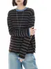 Suéter de Punto a Rayas de Color Contrastante para Mujer, Mezcla de Lana Tipo Seda Dreamweaver, Top Adelgazante con Hombro Caído
