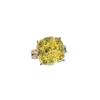 Anillo de Corte Super Grande Cielo Estrellado Brillante Seiko Incrustado de Zircón de Lujo Diamante de Alto Carbono Flor de Hielo Triturado Amarillo Ganso Cuadrado Gordo Anillo para Mujer