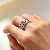 Anel masculino, estilo INS vintage, banhado a prata tailandesa, feito à mão, anel atemporal, anel geométrico irregular, atacado