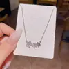 Collar cuadrado pequeño de circón ultrabrillante estilo coreano para mujer, lujo ligero, elegante, cadena para clavícula de acero de titanio de alta gama, venta al por mayor