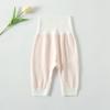 Calça de Bebê Primavera e Outono Calça PP Algodão Puro Cintura Alta Calça Barriga Calça de Bebê com Botões Abertura Calça de Bumbum de Recém-nascido
