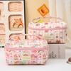 Bolsa Cosmética Estilo Coreano Nueva Gran Capacidad Acolchada Portátil Bolsa de Almacenamiento Diseño Nicho Alto Valor Bolsa de Aseo de Dibujos Animados
