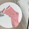 Nuevos calcetines de primavera y verano 2024, rosas, de algodón fino, estilo coreano, con rizo, estilo universitario, fresh, con lazo, de longitud hasta la pantorrilla, para mujer
