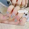 X036 Fake Nail Patch removível wearable nail patch Pearl Camellia impermeável Nail Patch Finished Short
