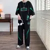 Traje Casual Deportivo de Manga Corta para Hombre de Verano, Marca de Moda Trendy para Adolescentes, Estudiantes de Secundaria y Preparatoria, Ropa Fresca de Verano para Hombres
