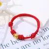 Pulsera con Lingote Pequeño de Oro Arena, Pulsera de Hilo Rojo Tejido para el Año de Nacimiento, Pulsera para Pareja y Amistad, Estilo Fresco Nuevo