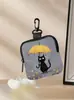 Monedero de Gato con Paraguas de Cuero Artificial Impermeable Bolsa de Almacenamiento con Cremallera de Cuero Sintético Multifuncional Mini Bolsa para Auriculares
